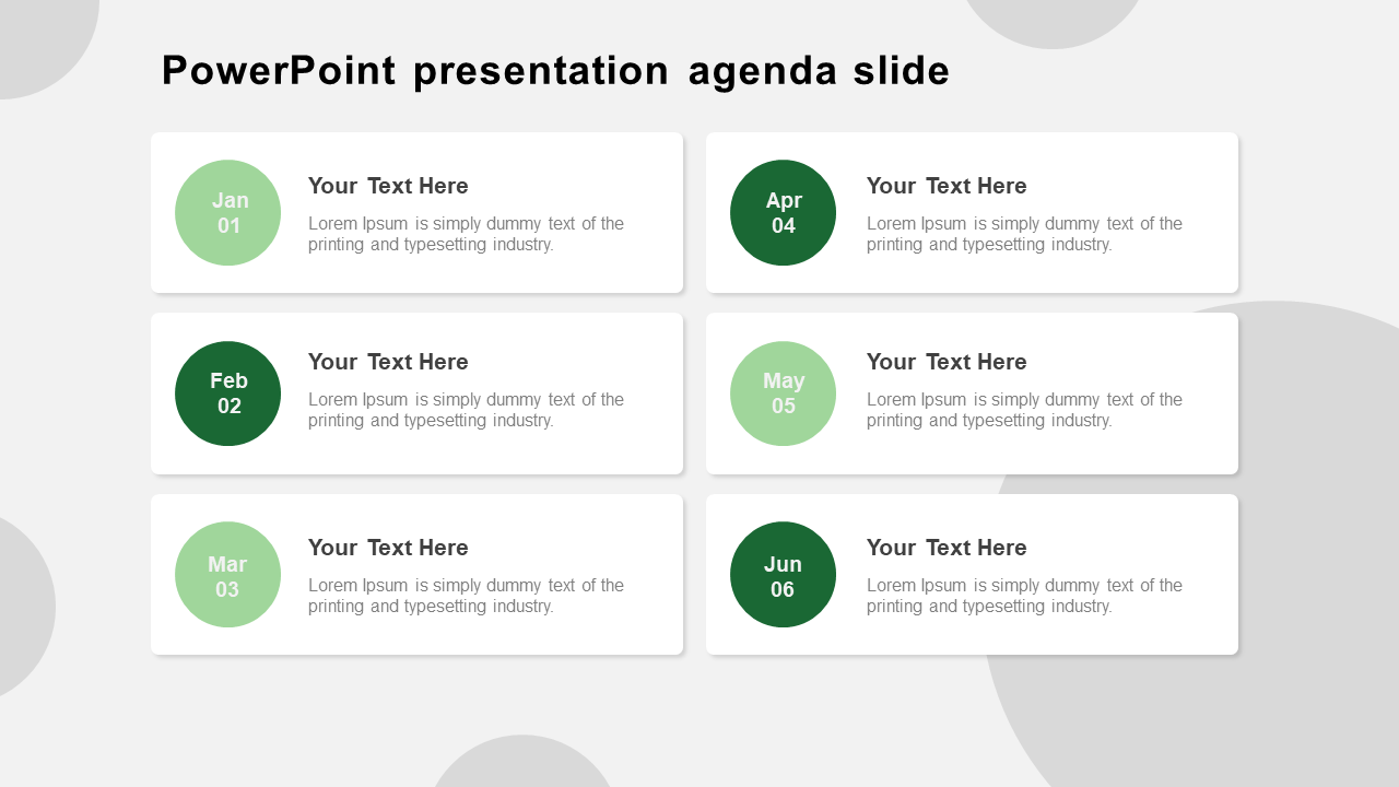 Free - Use Attractive PowerPoint Presentation Agenda Slide Designs